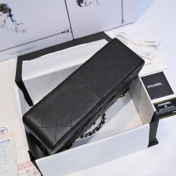 Chanel Large Classic Handbag Grained Calfskin & Silver Metal A58600