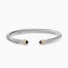 Classic Cable Bracelet Sterling Silver with 14K Yellow Gold and Black Onyx, 5mm