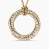 Pave Crossover Pendant Necklace 18K Yellow Gold with Diamonds, 30mm