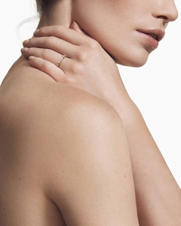 Petite Helena Wrap Band Ring Sterling Silver with 18K Yellow Gold and Diamonds, 4mm