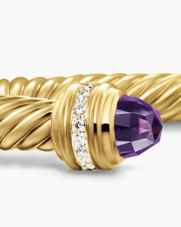 Classic Cablespira&reg; Bracelet 18K Yellow Gold with Amethyst and Diamonds, 7mm