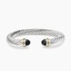 Classic Cable Bracelet Sterling Silver with 14K Yellow Gold and Black Onyx, 7mm