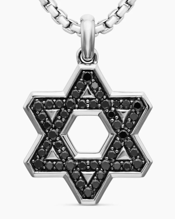 Pav&eacute; Star of David Pendant Sterling Silver with Black Diamonds