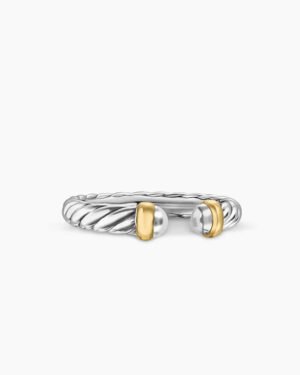 Petite Cable Ring Sterling Silver with 14K Yellow Gold - 6