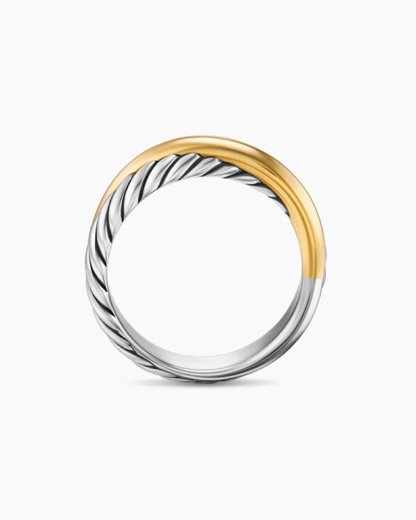 Crossover Band Ring Sterling Silver with 18K Yellow Gold - 6
