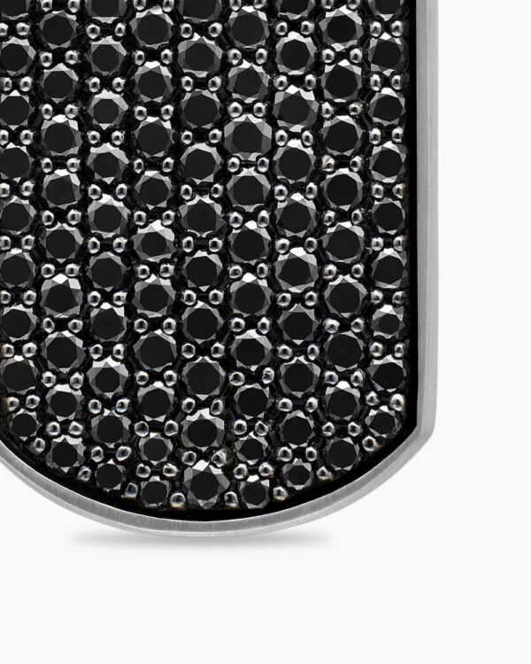 Chevron Tag Sterling Silver with Black Diamonds, 27mm