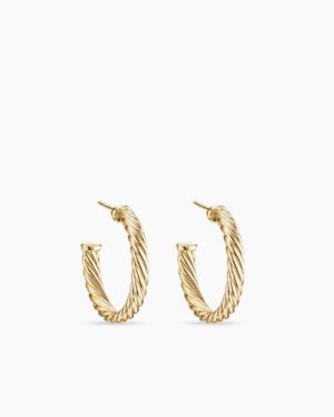 9C421D55-4AC7-8FC2-FD40-69E963483AD6.jpg Cablespira® Hoop Earrings 18K Yellow Gold, 3/4in