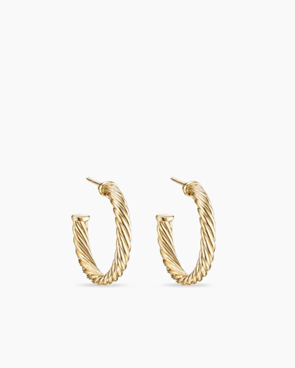 9C421D55-4AC7-8FC2-FD40-69E963483AD6.jpg Cablespira® Hoop Earrings 18K Yellow Gold, 3/4in