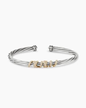 Helena Center Station Bracelet Sterling Silver with 18K Yellow Gold and Diamonds, 4mm