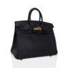 Birkin 25 Bag Black Matte Alligator with Gold Hardware
