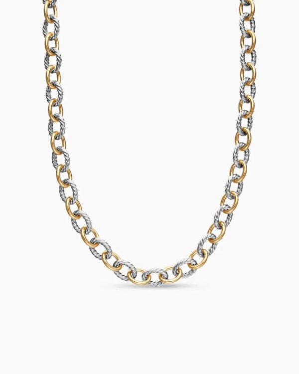 9D4D1B01-0B3C-C0D4-992B-34E895704B84.jpg Oval Link Chain Necklace Sterling Silver with 18K Yellow Gold, 16mm