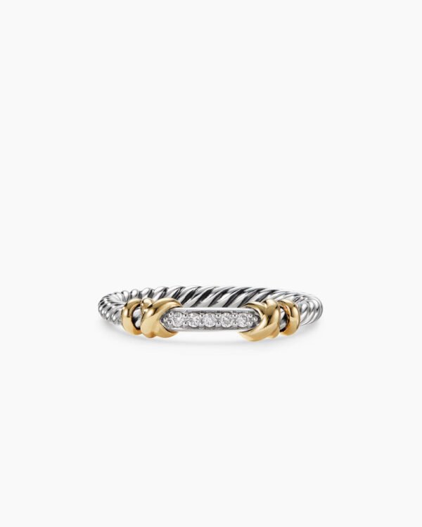 Petite Helena Wrap Band Ring Sterling Silver with 18K Yellow Gold and Diamonds, 4mm