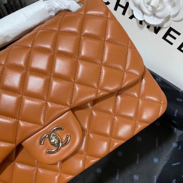 Chanel Large Classic Handbag Silver Hardware Brown For Women, Women&rsquo;s Handbags, Shoulder Bags 11.8in/30cm