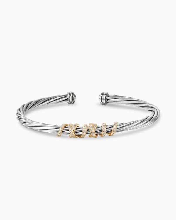 Helena Center Station Bracelet Sterling Silver with 18K Yellow Gold and Diamonds, 4mm