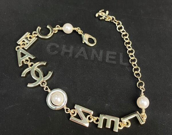 Black and White Diamond Letter Double C Bracelet