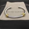 David Yurman 5mm 18k Gold and Sterling Silver Diamond Station Cable Bracelet