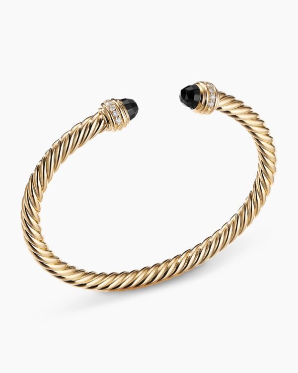 Classic Cablespira Bracelet 18K Yellow Gold with Black Onyx and Diamonds, 5mm