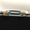 7mm Cable Bracelet with Aquamarine & Diamond Accents ??Gold Cap