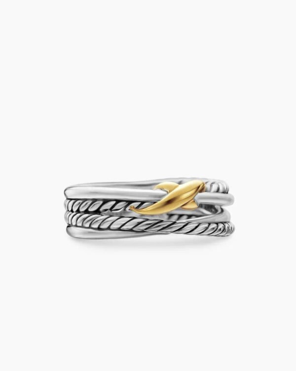 9E8B5597-8F96-AEF6-F963-645578F95D93.jpg X Crossover Band Ring Sterling Silver with 18K Yellow Gold - 6