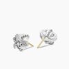 Cable Wrap Stud Earrings Sterling Silver with Crystal and Diamonds, 11mm