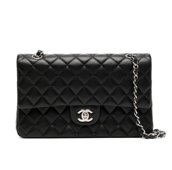 Chanel Classic Handbag Lambskin & Silver Metal A01112