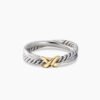 Petite X Ring Sterling Silver with 18K Yellow Gold, 4mm