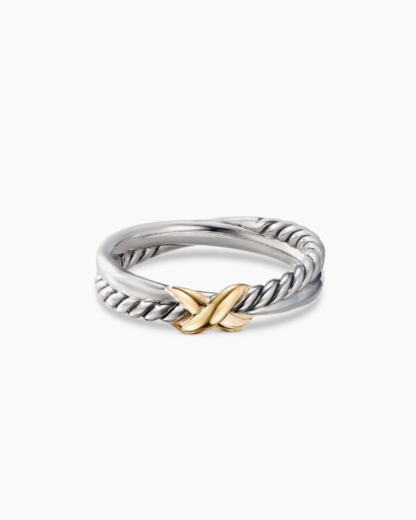 Petite X Ring Sterling Silver with 18K Yellow Gold, 4mm