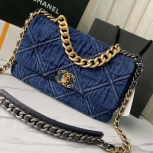 Chanel 19 Large Flap Bag As1161 Denim