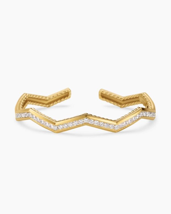 A0CB01AC-FB8D-CCBF-23C3-B0AC64959355.jpg Zig Zag Stax??Cuff Bracelet 18K Yellow Gold with Diamonds, 5mm