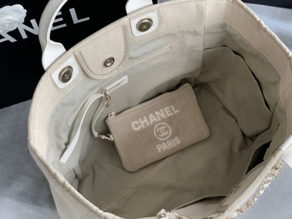 A168E257-477B-078E-5ED1-5B35E6FD3749.jpg Chanel Mixed Fibers Calfskin Deauville Tote Light Grey