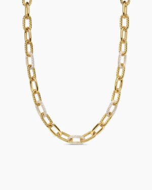 DY Madison&reg; Chain Necklace 18K Yellow Gold with Diamonds, 11mm