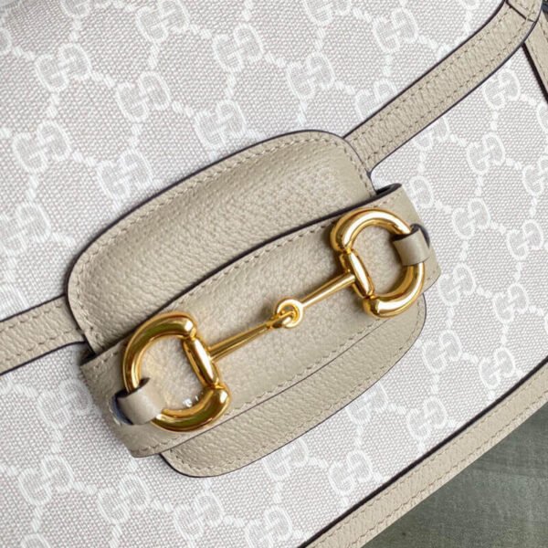 Gucci Horsebit 1955 Canvas Small Shoulder Bag White Beige