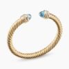 Classic Cablespira Bracelet 18K Yellow Gold with Blue Topaz and Diamonds, 7mm