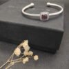 David Yurman  Sterling Silver Diamond Garnet 4mm Noblesse Cable Bracelet