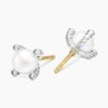 Pearl Stud Earrings Sterling Silver with Pearls and Diamonds, 7.4mm