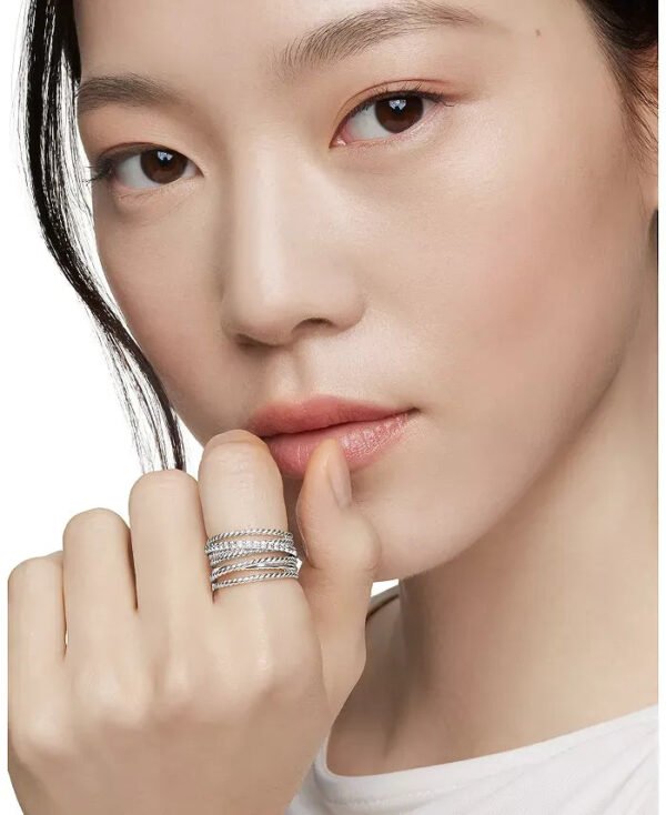 Crossover Wide Diamond Stacked Ring - 6