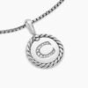 Initial Charm Necklace Sterling Silver with Diamond C