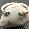 7mm Cable Bracelet with Aquamarine & Diamond Accents ??Gold Cap