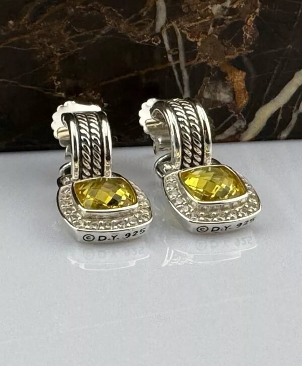 A2BC80AB-7FDF-13A2-D5FF-197C5793E8A9.jpg Albion® Drop Earrings Sterling Silver with Yellow Onyx and Diamonds