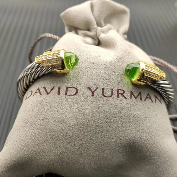 A2DAE37E-831C-AAF1-C58D-42DC6897A2D7.jpg 7mm Cable Bracelet with Peridot & Diamond Accents ??Gold Cap