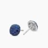 Cushion Stud Earrings 18K White Gold with Pav&eacute; Sapphires, 8mm