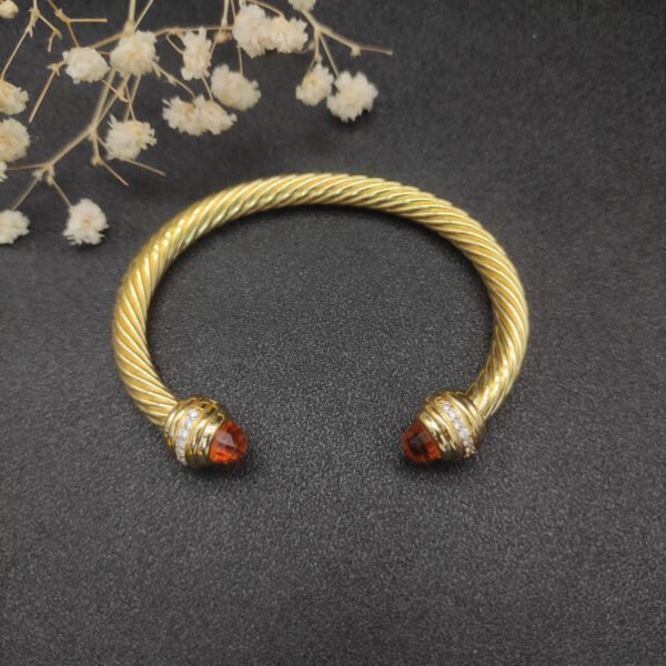 Classic Cablespira&reg; Bracelet 18K Yellow Gold with Half Diamonds, 7mm