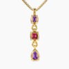 Marbella Y Pendant 18K Yellow Gold with Amethyst and Rhodolite Garnet, 57.8mm
