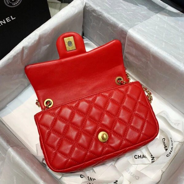 Chanel Flap Bag With CC Ball On Strap Red For Women, Women&rsquo;s Handbags, Shoulder And Crossbody Bags 7.8in/20cm AS1787