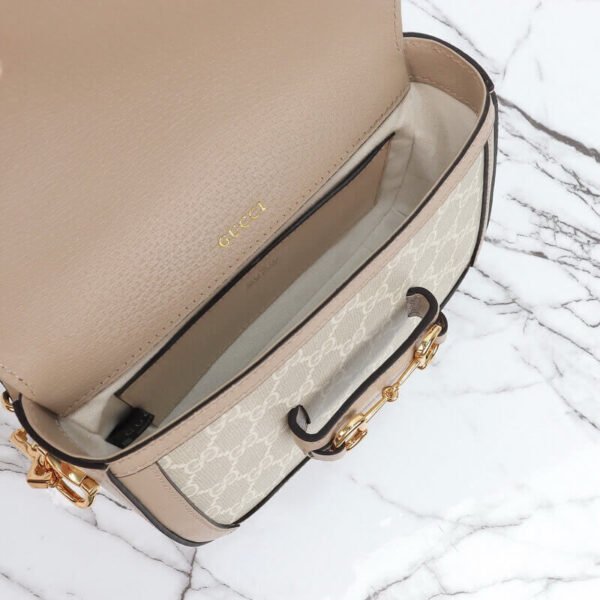Gucci Horsebit 1955 Canvas Mini Shoulder Bag White Beige
