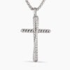 A4F99B5B-F42D-256C-FA00-3CD0F249DD55.jpg Crossover Cross Necklace Sterling Silver with Diamonds, 35.6mm