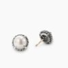 Petite Chatelaine Stud Earrings Sterling Silver with Pearls, 8mm