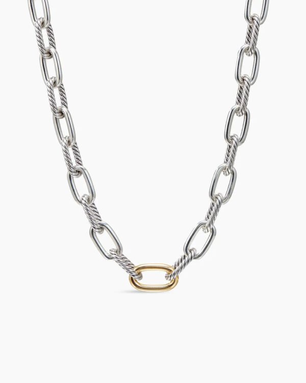 DY Madison&reg; Chain Necklace Sterling Silver with 18K Yellow Gold, 11mm