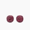 Cushion Stud Earrings 18K White Gold with Pav&eacute; Red Rubies, 8mm