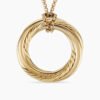 Pave Crossover Pendant Necklace 18K Yellow Gold with Diamonds, 30mm